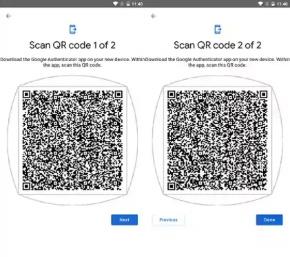 Exported Google Authenticator QR codes