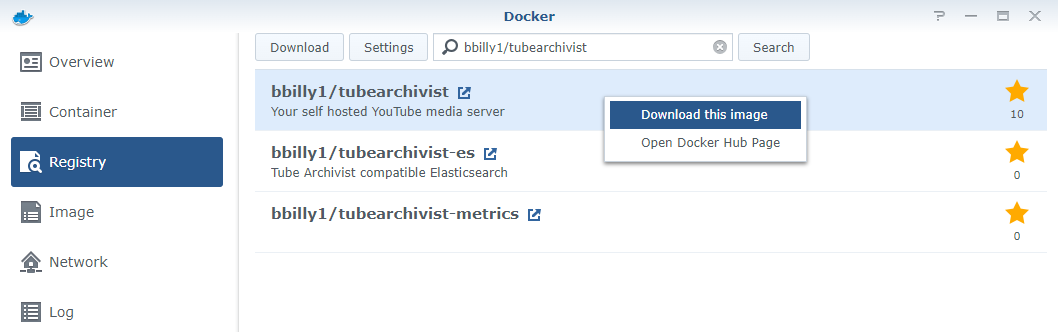 Synology - TubeArchivist Image Search